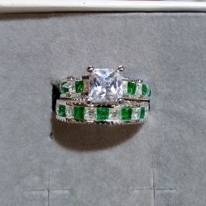 Emerald and diamond CZ wedding/engagement ring